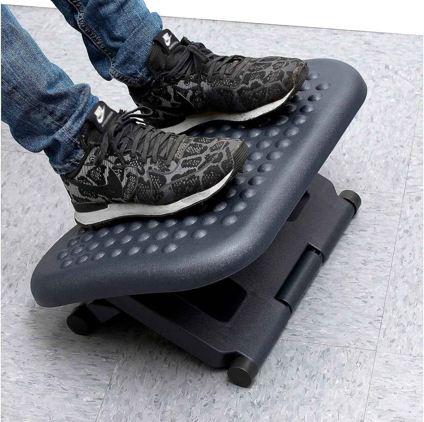 Mind Reader Foot Rest, Under Desk at Work, Ergonomic, Height Adjustable, Office, Plastic, 17"L x 13"W x 6.25"H, Black