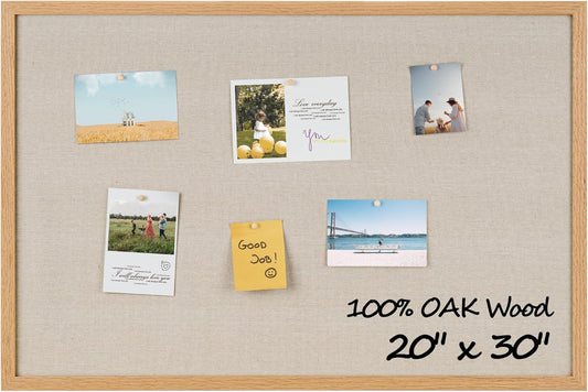 Fun Memories Cork Board Bulletin Board for Office, 20" x 30" Oak Wooden Framed Corkboard, Wall Mounted Notice Pin Board for School Home & Office, Natural Wood - Lumora Desk