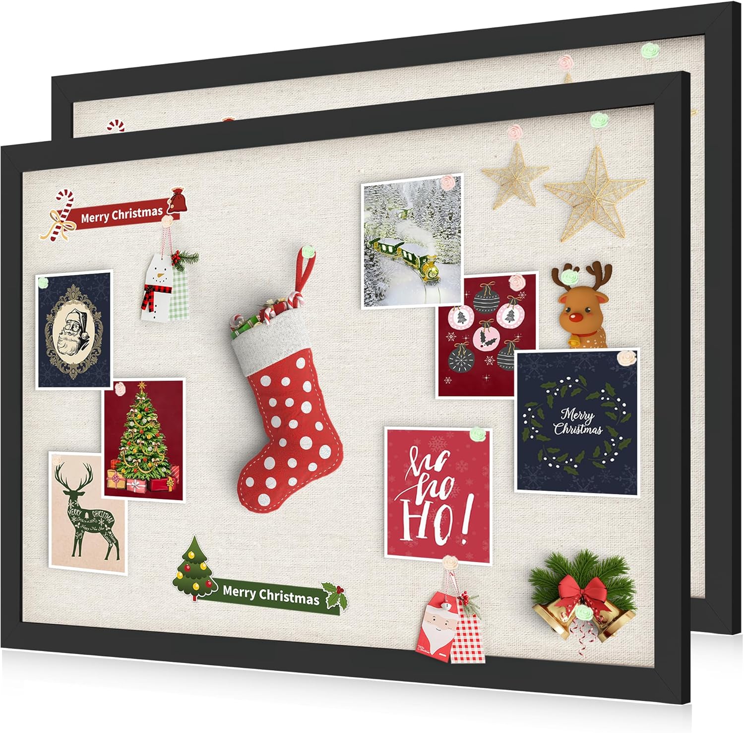 Cork Board Bulletin Board 18" x 24", 2-Pack Large Linen Corkboards with Frame for Walls, Cute Picture Display Pin Board Vision Board for Room School Office Bedroom 40 Pushpins Vintage Black - Lumora Desk