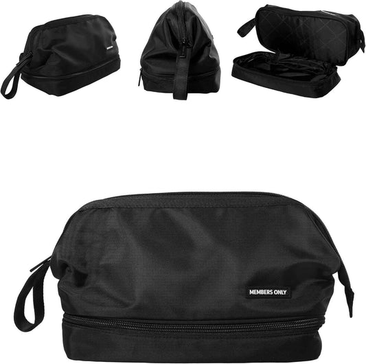 Members Only Dual Dopp Kit Toiletry Bag, Mens Dopp Kit for Travel with Dual Compartments, Mens Toiletry Travel Bag