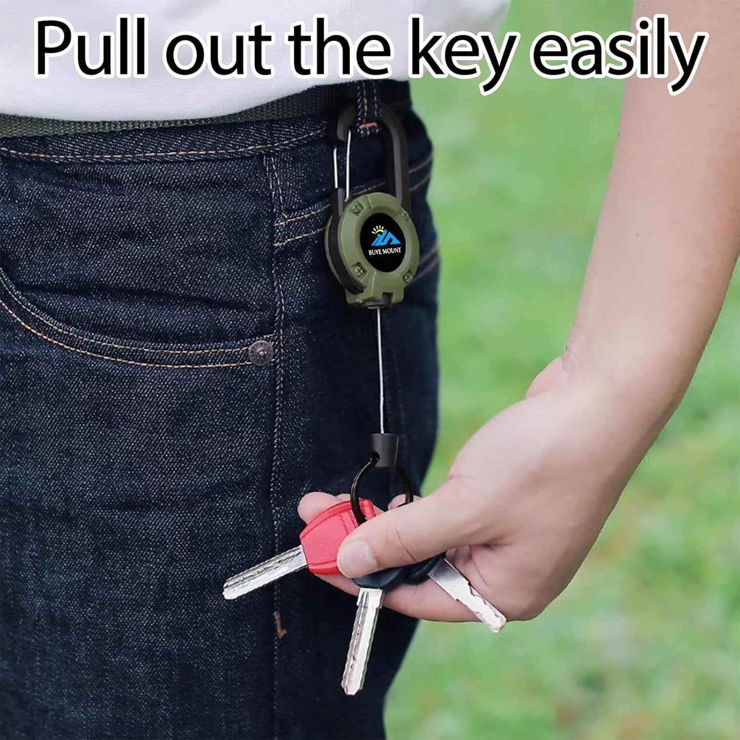 Retractable Keychain Heavy Duty, Multitool Carabiner Badge Holder, Retractable Keychain Clip Id Holder, Upgraded 58cm Stainless Steel Cord, Suitable for Men and Women White