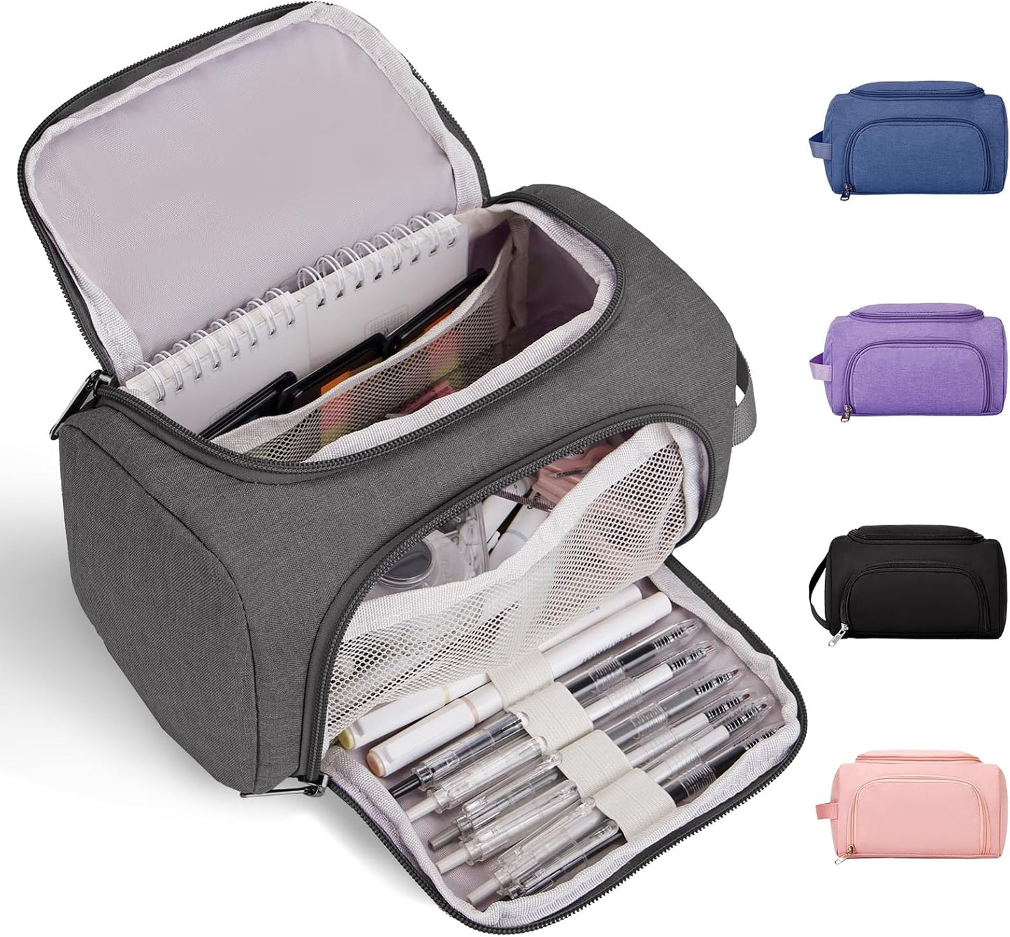 Large Pencil Pouch,Pencil Case Aesthetic,Zipper Pencil Box For Girls Back To School Supplies Emergency Bag Makeup Bag (Grey)