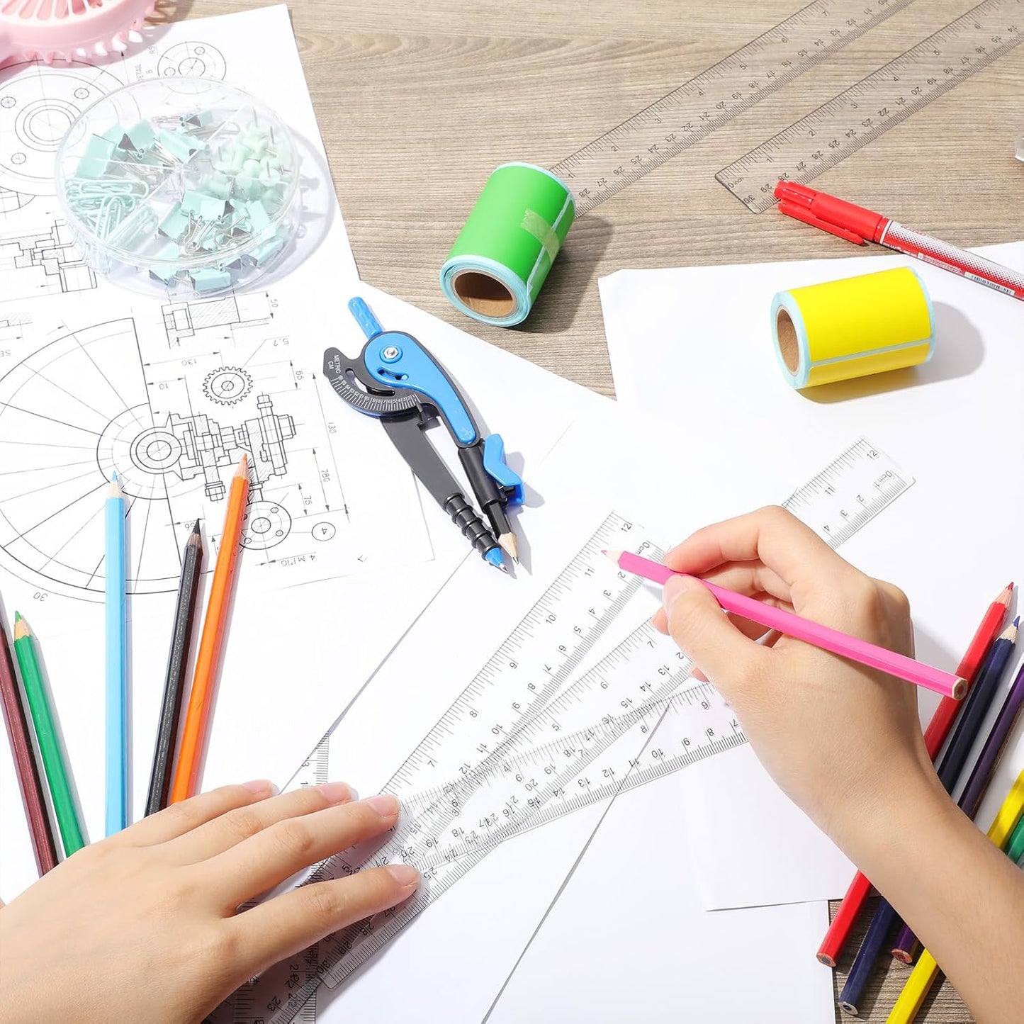 Zonon 50 Pcs 6 Inch/12 Inch Plastic Rulers Bulk Flexible Straight Rulers with Inches Centimeters First Day of School Gift Students Back to School Office Home Supplies(Clear,12 Inch)