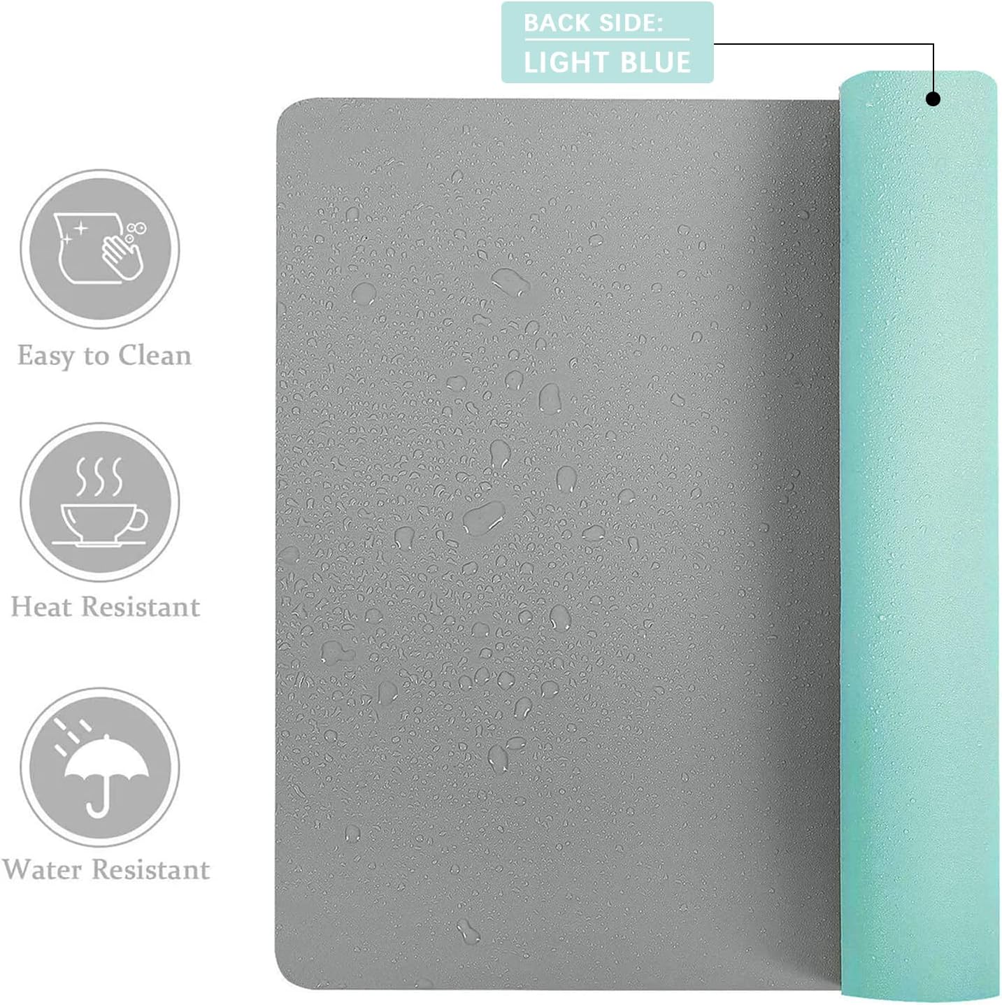 Aothia Double-Sided PU Leather Desk Pad - Non-Slip Large Mouse Pad & Desk Mat for Office, Home - Waterproof, Easy to Clean, Durable Dual-Sided Surface (23.6"x13.7", Grey)