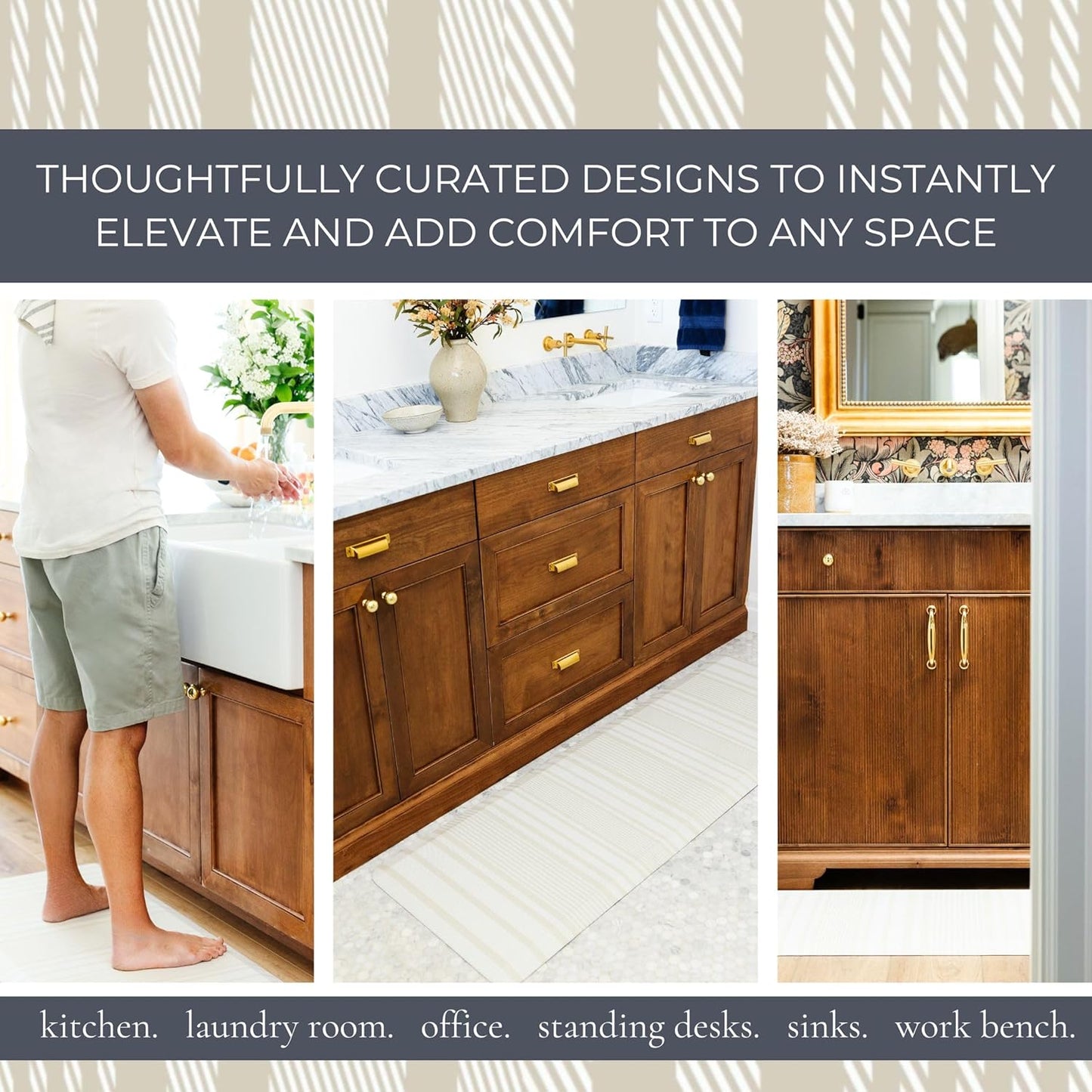 Anti Fatigue Mat by Laurel Lane Co. – Designer Anti Fatigue Mats for Kitchen Floor, Kitchen Mats for Floor, Desk Mat – Cushioned 0.75" Thick – Stain Resistant – Non-Skid Bottom – 20" x 39" - Lumora Desk