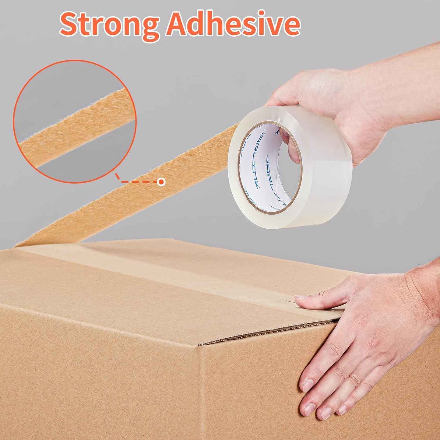 JARLINK 18 Rolls Clear Packing Tape with 3 Dispensers, Heavy Duty Packaging Tape Refills for Shipping Packaging Mailing, 2.7mil Thick, 1.88 inches Wide, 55 Yards Per Roll, 990 Total Yards