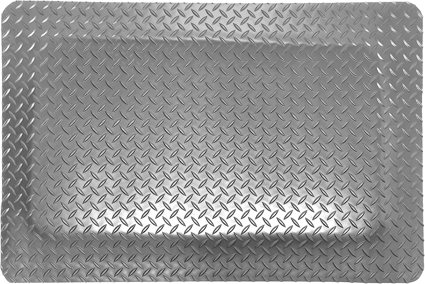 American Classic Diamond Plate Anti-Fatigue Gray Mat, Industrial Ergonomic Comfort Standing Mat for Work, Home, Garage, Office, 9/16" Thick, Free 16” x 18” x 0.75” Knee Pad, Made in USA (4'x6')