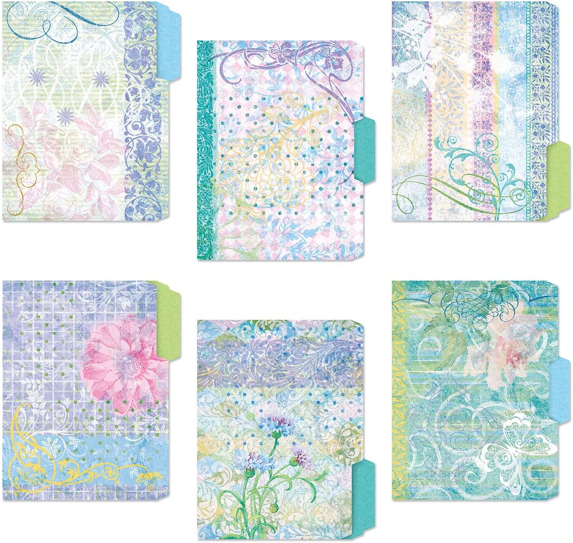 Current Floral Fun File Folders Value Pack - Bulk Set of 24, 6 Pretty Decorative Designs, 1/3 Cut Tabs, Heavy-Duty Paper Stock, Office Supplies for Home & Work, 9-½” x 11-¾” Letter Size