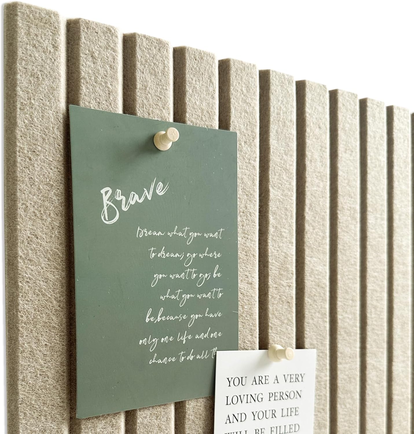 Large Cork Board for Office, 8 Pack Felt Wall Tiles with Slat Wall Paneling, Felt Bulletin Board Pin Board Cork Boards for Walls (Tan)