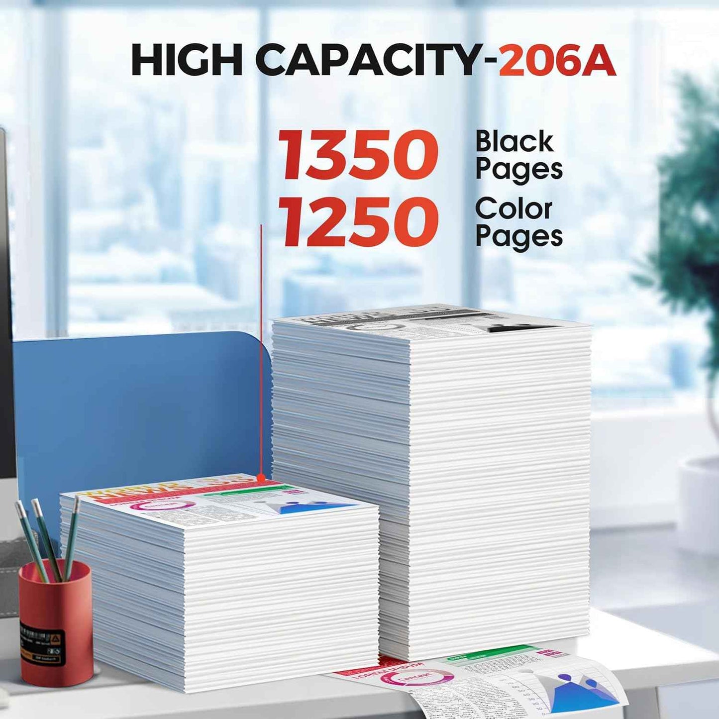 206A Toner Replacement for HP 206A Toner Cartridges 4 Pack - 206X Toner Compatible with HP Color Laserjet MFP M283fdw Toner Cartridges M283cdw M283fdn M282nw , Pro M255dw M283 Printer Ink W2110A 206A