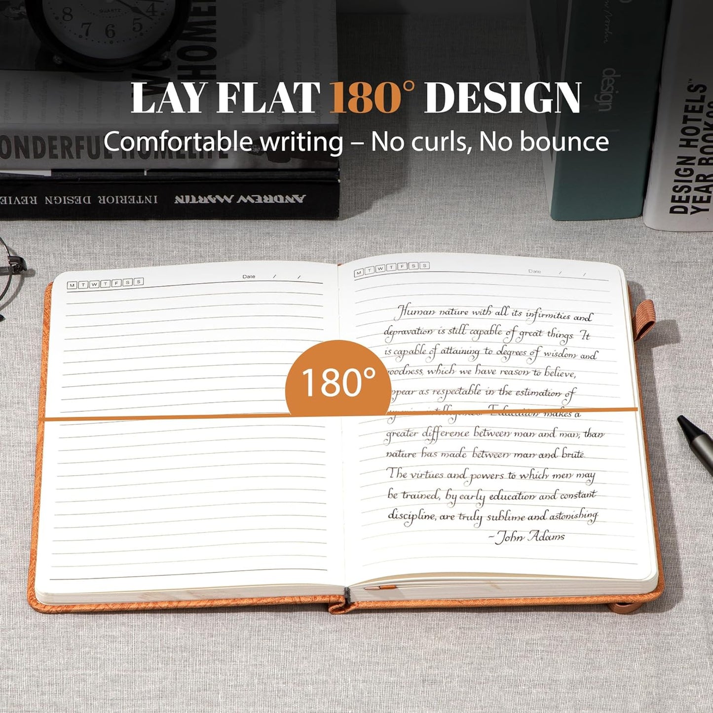 CAGIE Lined Journal for Men Women, Tree Growth Ring Leather Bound Journal Notebook, 256 Pages 100 GSM Journals for Writing, A5 Hardcover Journaling Notebooks for Work, Note Taking