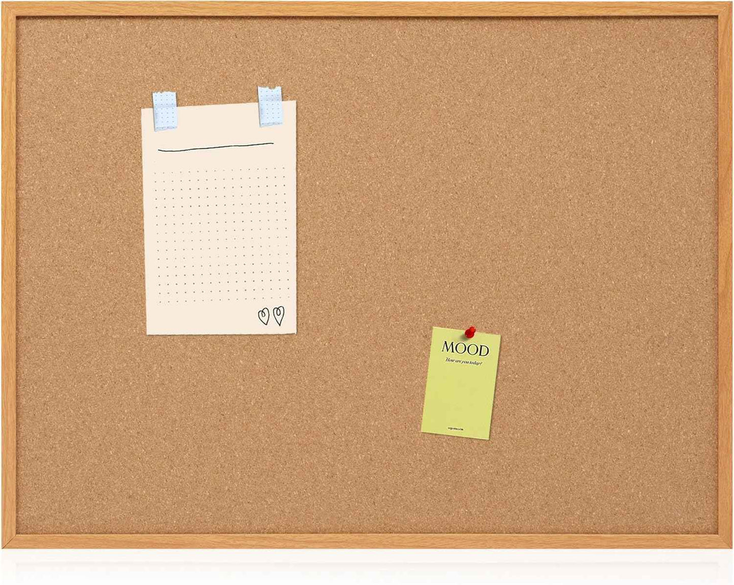 Board2by Cork Board Bulletin Board 30 x 42, Oak Framed 4x3 Corkboard, Office Board for Wall Decor, Large Wall Mounted Notice Pin Board with 15 Push Pins for School, Home & Office