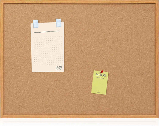 Board2by Cork Board Bulletin Board 30 x 42, Oak Framed 4x3 Corkboard, Office Board for Wall Decor, Large Wall Mounted Notice Pin Board with 15 Push Pins for School, Home & Office