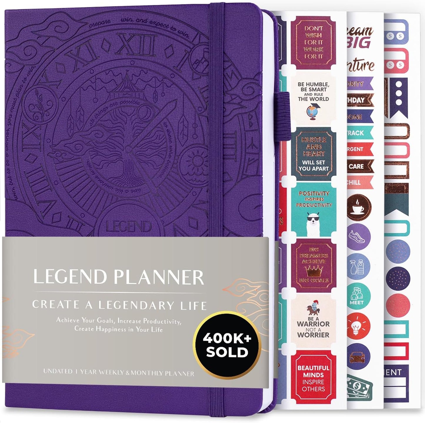 Legend Planner – Weekly & Monthly Life Planner to Hit Your Goals & Live Happier. Organizer Notebook & Productivity Journal. A5 (Purple)