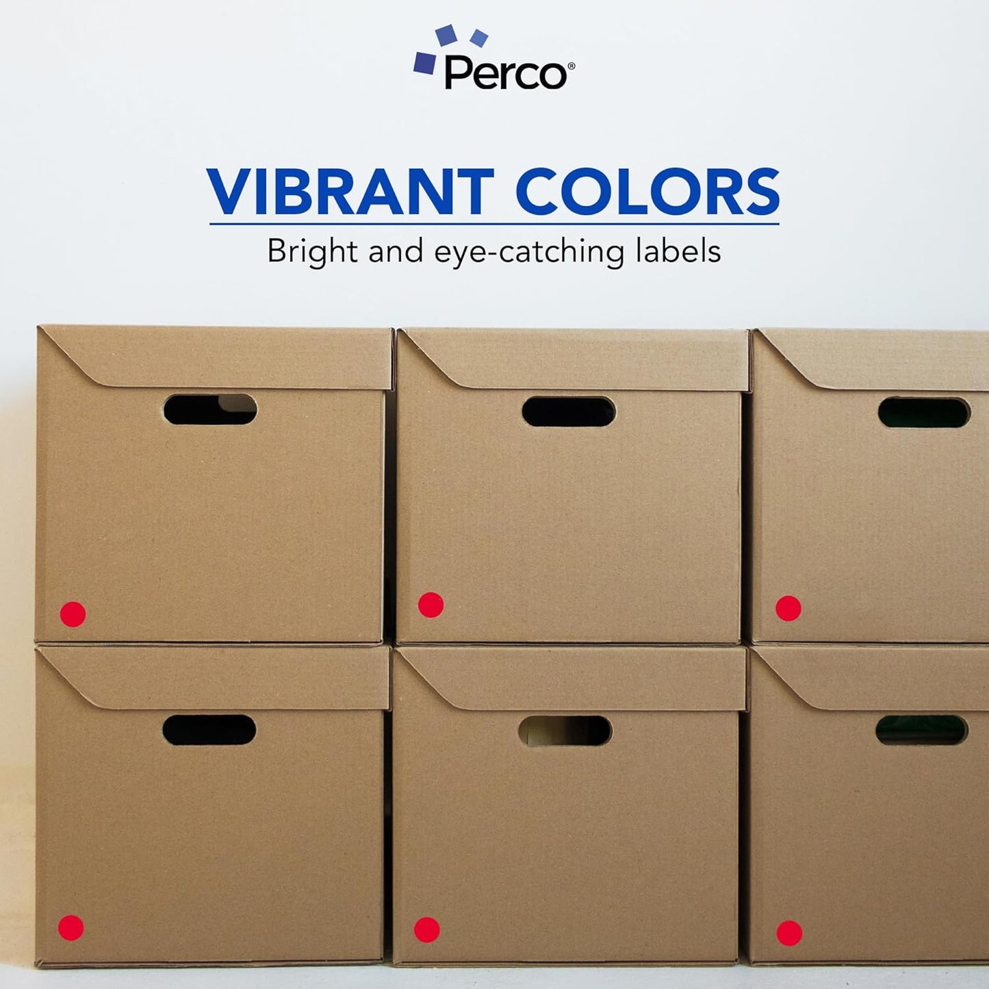 Perco Red 1-Inch Round Circle Dot Sticker Labels with Easy Peel Perforation - 1,000 Labels per Roll - Strong Adhesion, Vibrant Colors for Organizing, Crafting & More - Made in USA