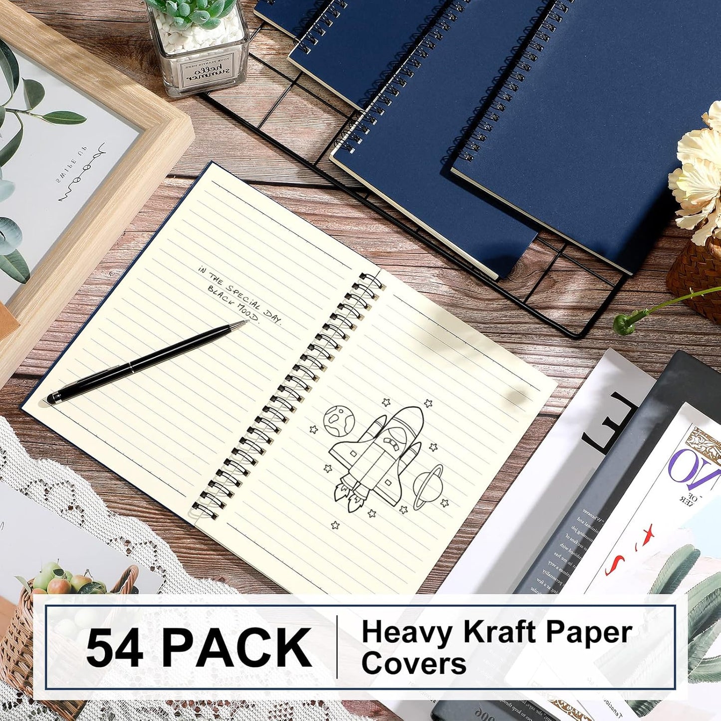 Yahenda Spiral Notebook Bulk A5 Journal Lined 8.3'' x 5.5'' Writing Composition Paper Small Notepad Subject Notebook for Students Office Business Back to School Supplies(Deep Blue,54 Pcs)