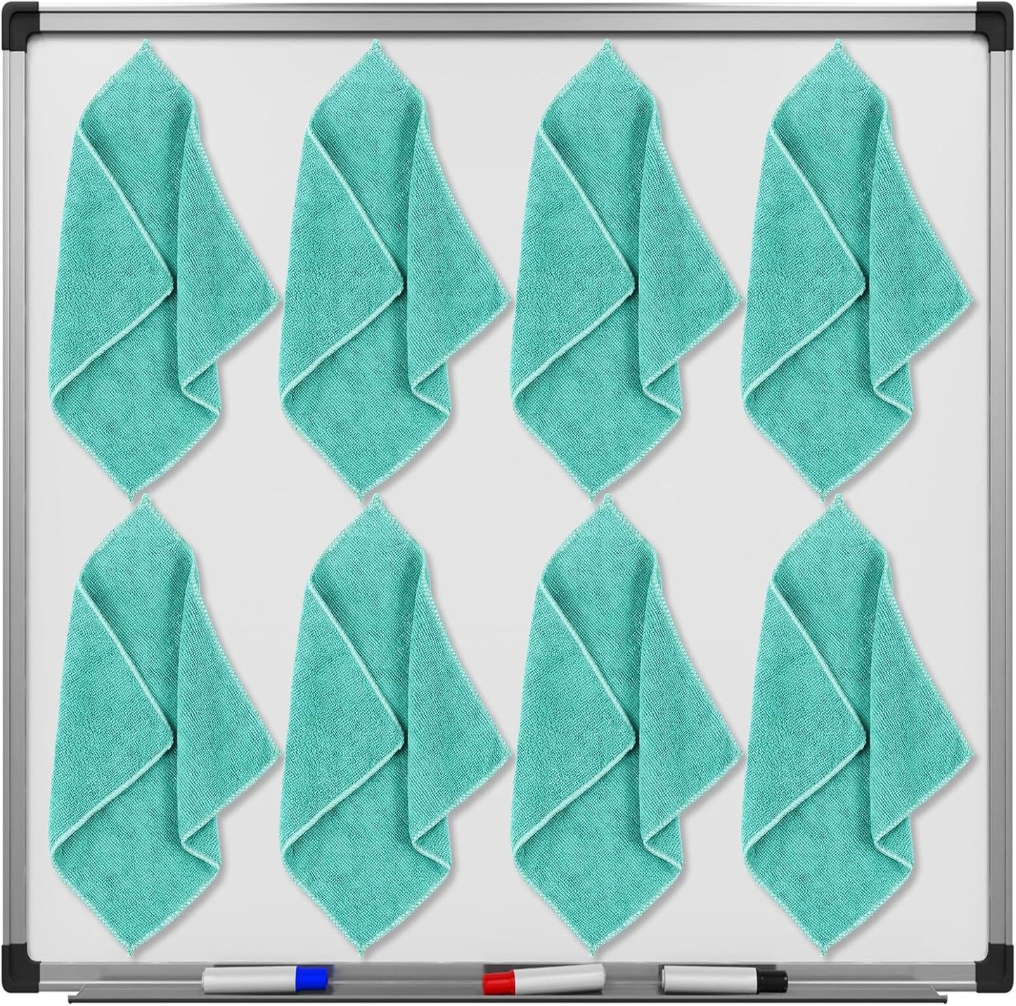 Zopeal 8 Packs Dry Erase Board Cleaning Cloth Microfiber Eraser Magnetic Whiteboard Eraser Washable for Whiteboard Dry Erase Cloth for Home and Office, 10'' x 9. 25''(Green)