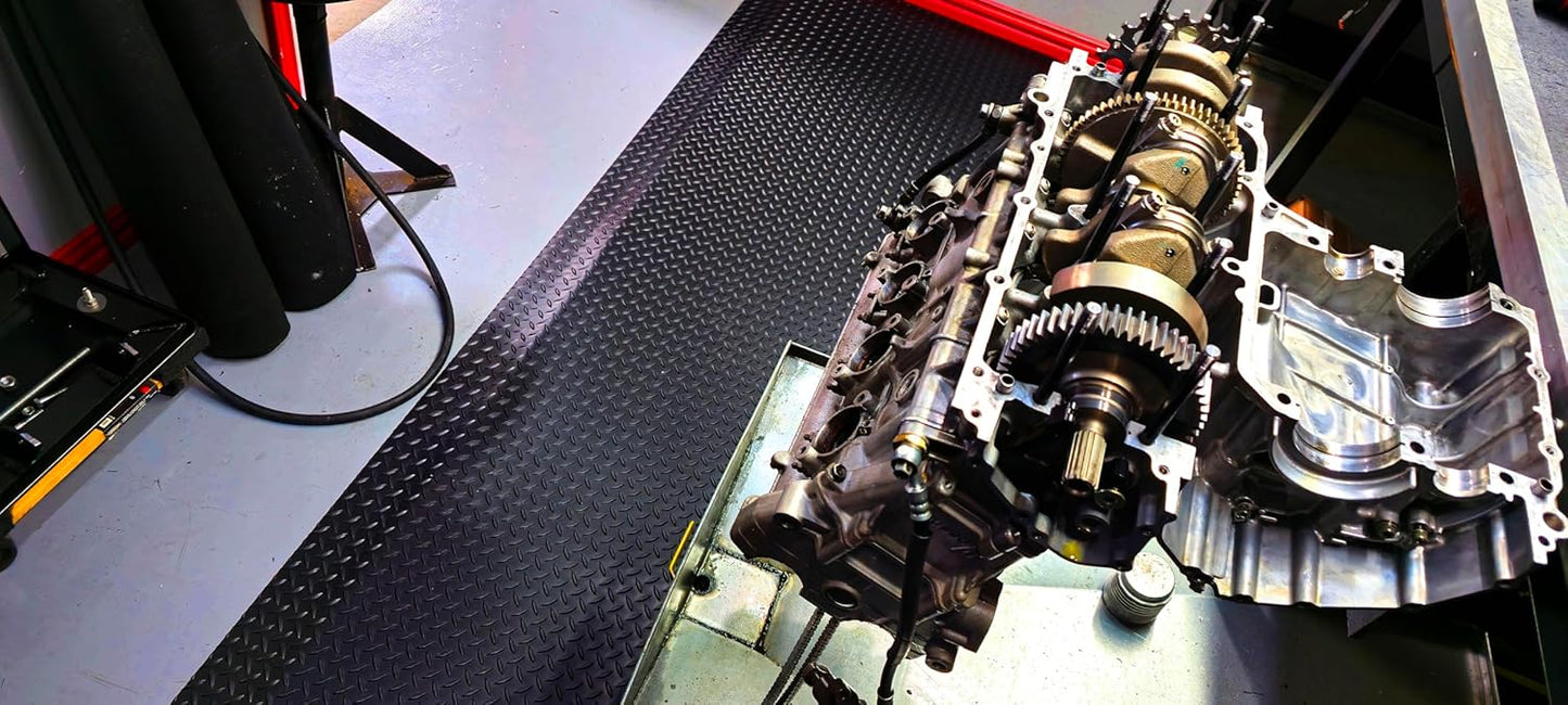 Rhino Mats, American Classic Diamond Anti-Fatigue Mats, Industrial Ergonomic Comfort Standing Mat for Work, Home, Garage, Office, Kitchen or Anywhere (Black 1" Thick, 2 FT. x 16 FT.)