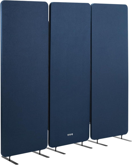 VIVO Freestanding 72 x 66 inch Privacy Panel, Cubicle Divider, Acoustic Wall Partition, x3 24 inch Panels, Navy Blue, PP-3-T072NB