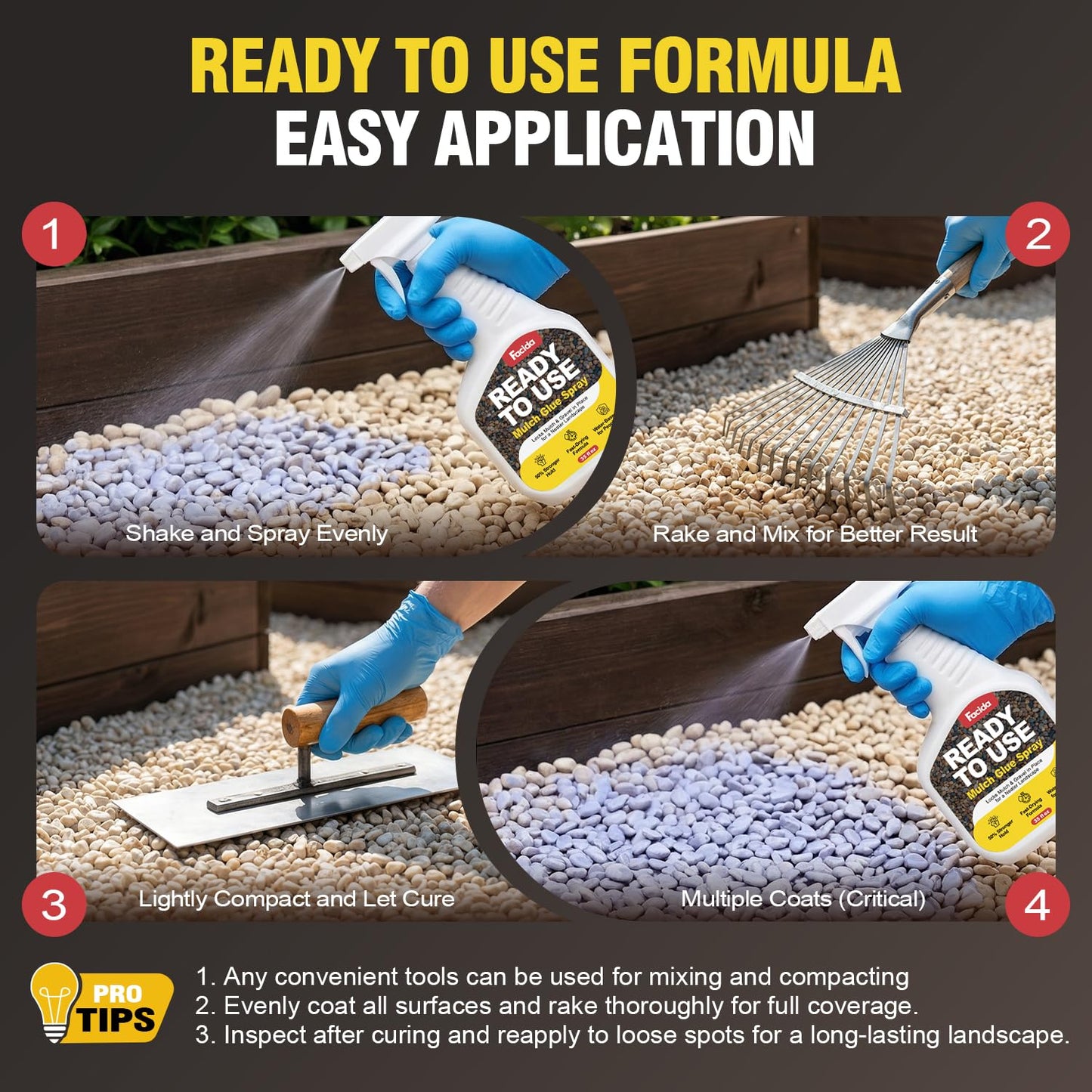 Rock Glue for Landscaping with Sprayer 35oz, Anti-Clog Fast-Dry Mulch Glue, Ready to Use & Non-Toxic Gravel Glue Stone Spray for Pea Gravel, Bark, Small Stones & Garden Beds