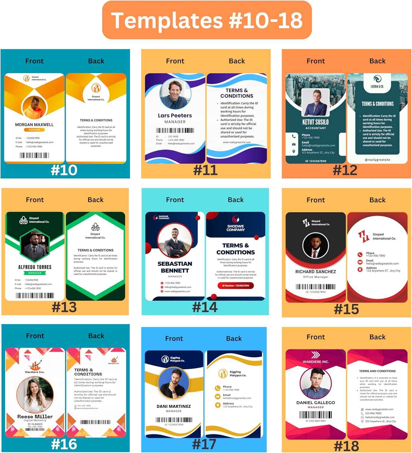 Custom ID Badge Card, Double Sided Printing, Personalized Employee Photo Identification Card, Customize Employee Badge Name Tag Picture Logo for Business Staff Events (Vertical)