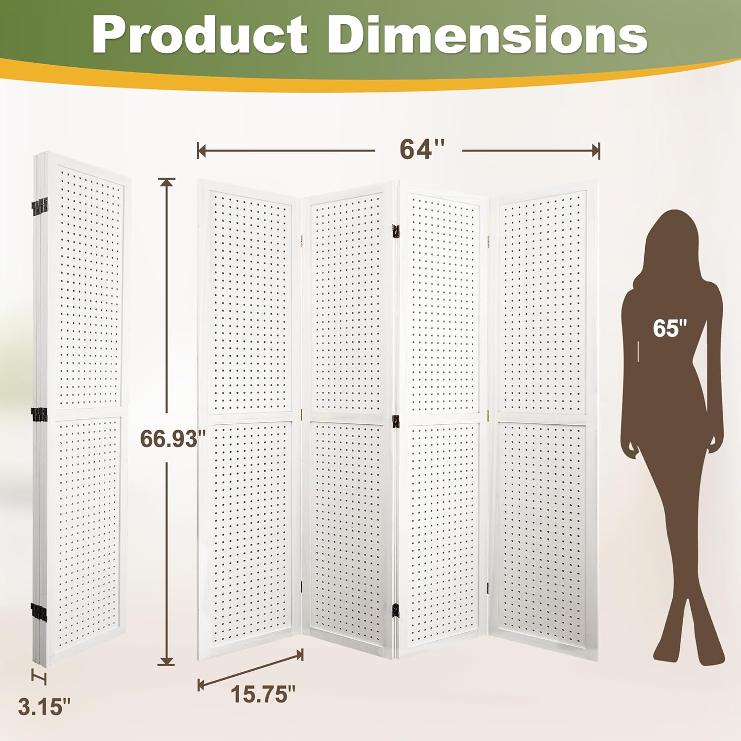 NicBex 4 Panel Pegboard Display,5.6FT Wood PegBoard Room Dividers,Folding Privacy Screens Portable Freestanding Display Board for Craft/Art Shows,Room Separation,White - Lumora Desk