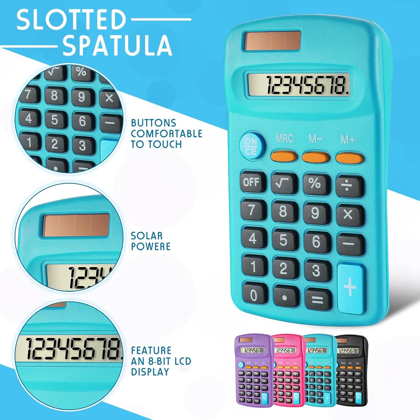 20 Packs Pocket Size Mini Basic Calculators for Students 8 Digit Display Solar Battery Dual Power Small Calculators for Desktop Home Office School Students Kids, 4 Colors
