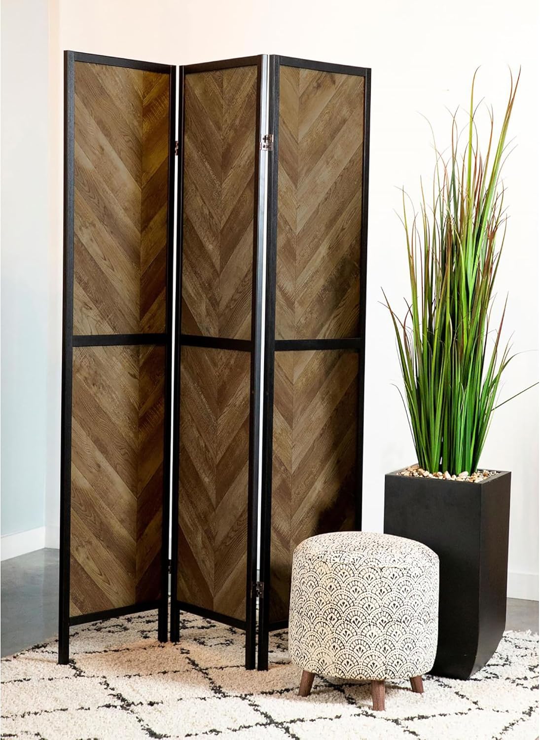 NicBex Room Divider 3 Panel Room Dividers with Herringbone Pattern Partition Room Dividers and Folding Privacy Screens Wall Divider for Home, Room Separation,52"W x 0.75"D x 70.25"H, Rustic Tobacco - Lumora Desk