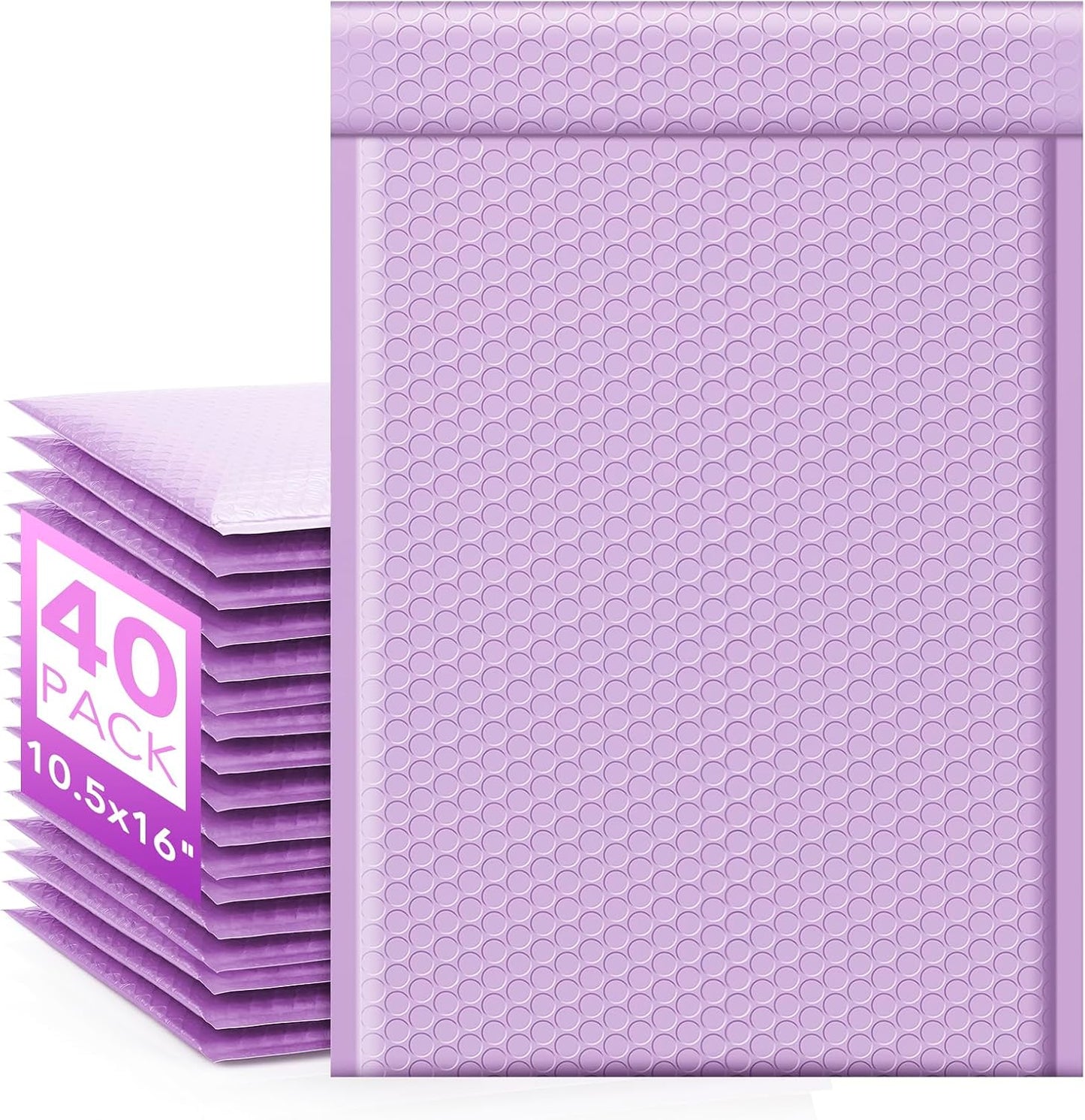 Fuxury Large Bubble Mailers 10.5x16" 40 Pack Self Seal Padded Envelopes Waterproof Mailing Envelopes Bubble Padded Mailers for Packaging, Small Business #5 Lavender