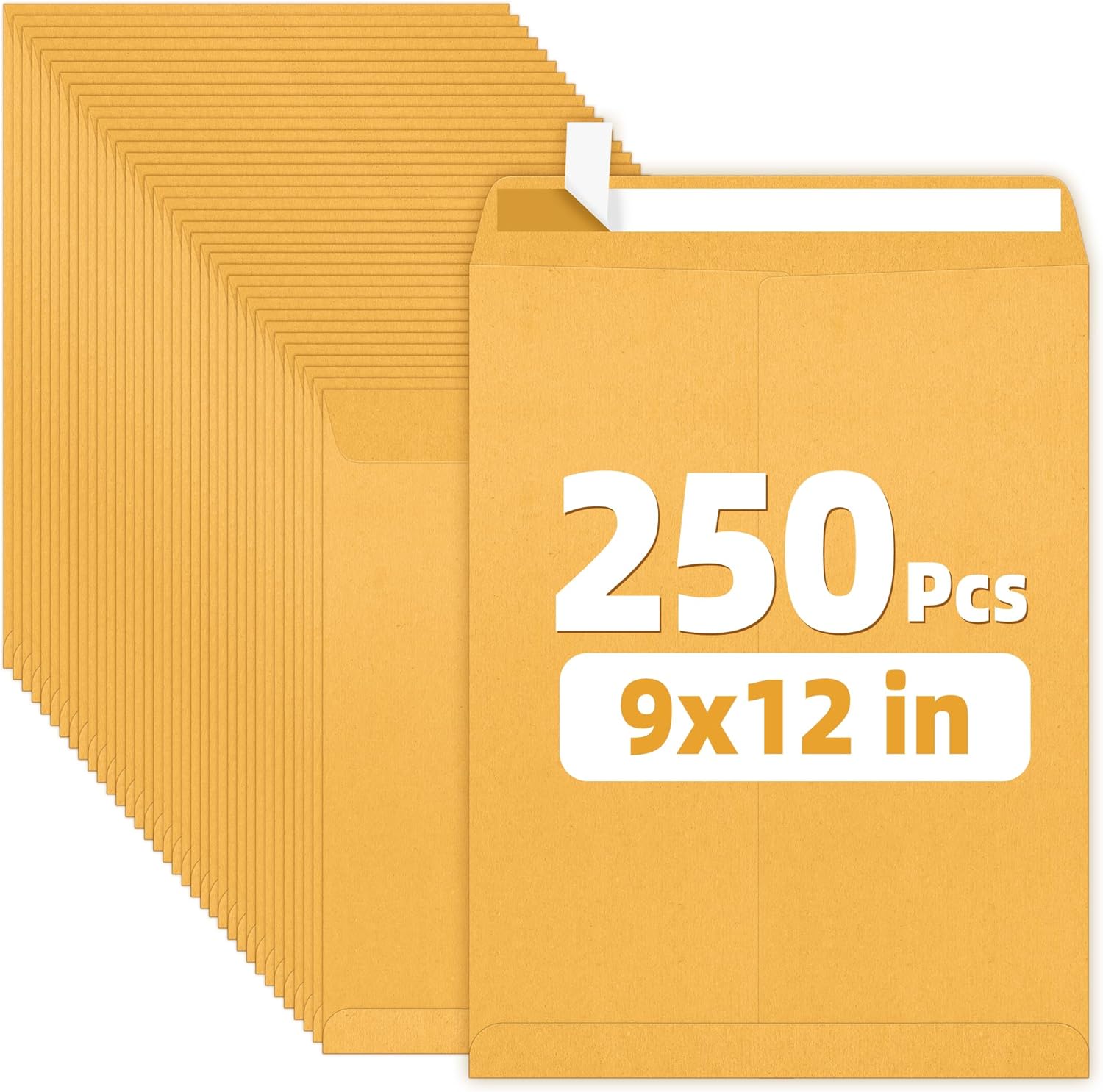 SUNEE 9x12 Envelopes Self-Seal Catalog Mailing Envelopes -250 Count, Ultra Strong Quick-Seal, 9x12 inch Brown Kraft Manila Envelopes Security Envelopes - Lumora Desk