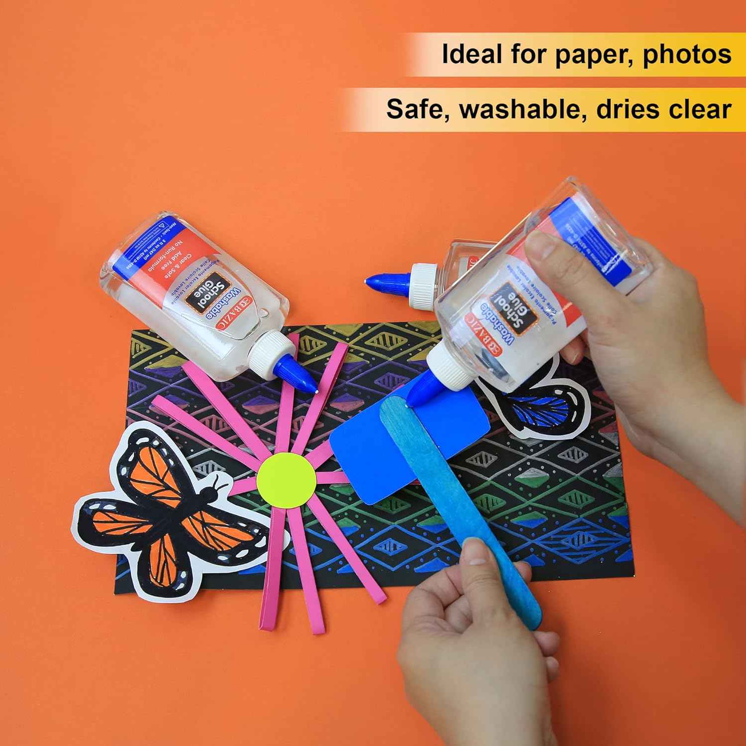 BAZIC 5 Oz. (147 mL) Washable Clear School Glue, Liquid Glue, Great for Kids Making Stretchy Slime, Fun Creative Art Play Activity in Class Home, 1-Bottle