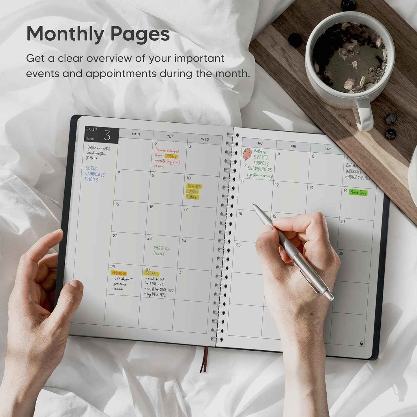 Academic Planner 2026-2027 - Hourly 2026-2027 Planner Weekly and Monthly - Appointment Book with Flexible Cover, Twin-Wire Binding - Simple Design for Productivity. June 2026 - July 2027. 6.5 x 8.5