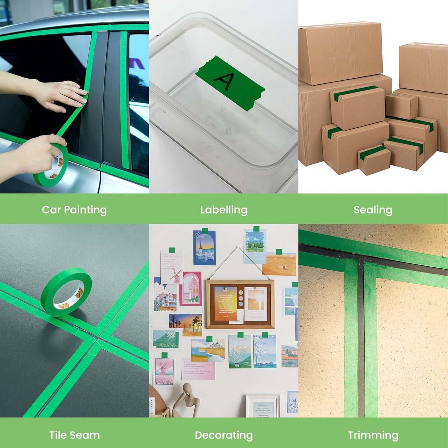 Green Painters Tape Multi-Surface Masking Tape 0.7 inch x 60 Yard, Indoor and Outdoor Painting Tape, Residue Free Easy Removal with Sharp Lines, Paint Tape for Walls, Auto, Home, 40Rolls