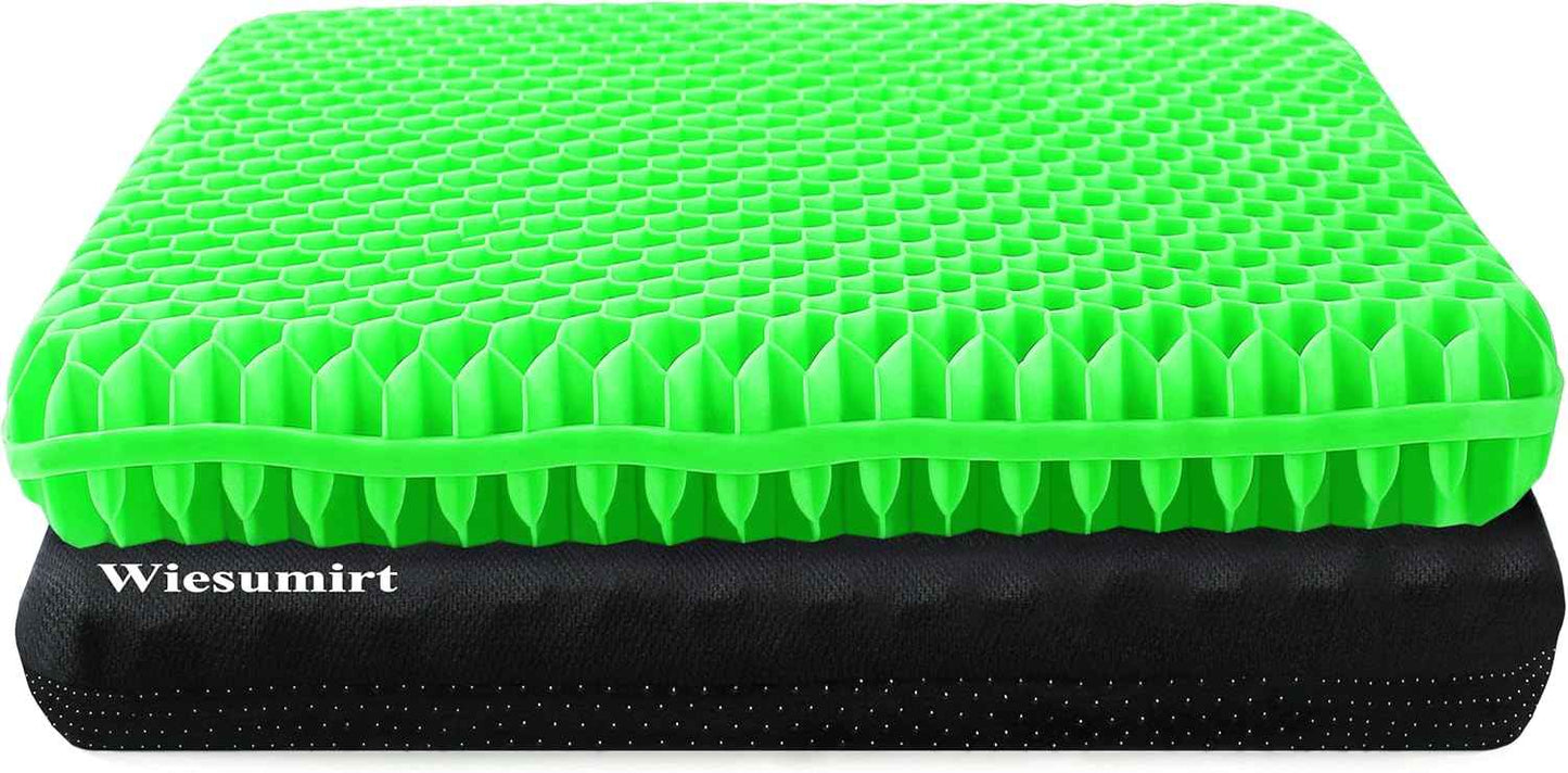 Plus Size Gel Seat Cushion for Long Sitting, Extra Large and Thick, Seat Cushion for Back, Hip, Sciatica, Tailbone Pain Relief, Used for Office, Wheelchair, Car, Recliner, Stadium, Kayka.(Grass Green)