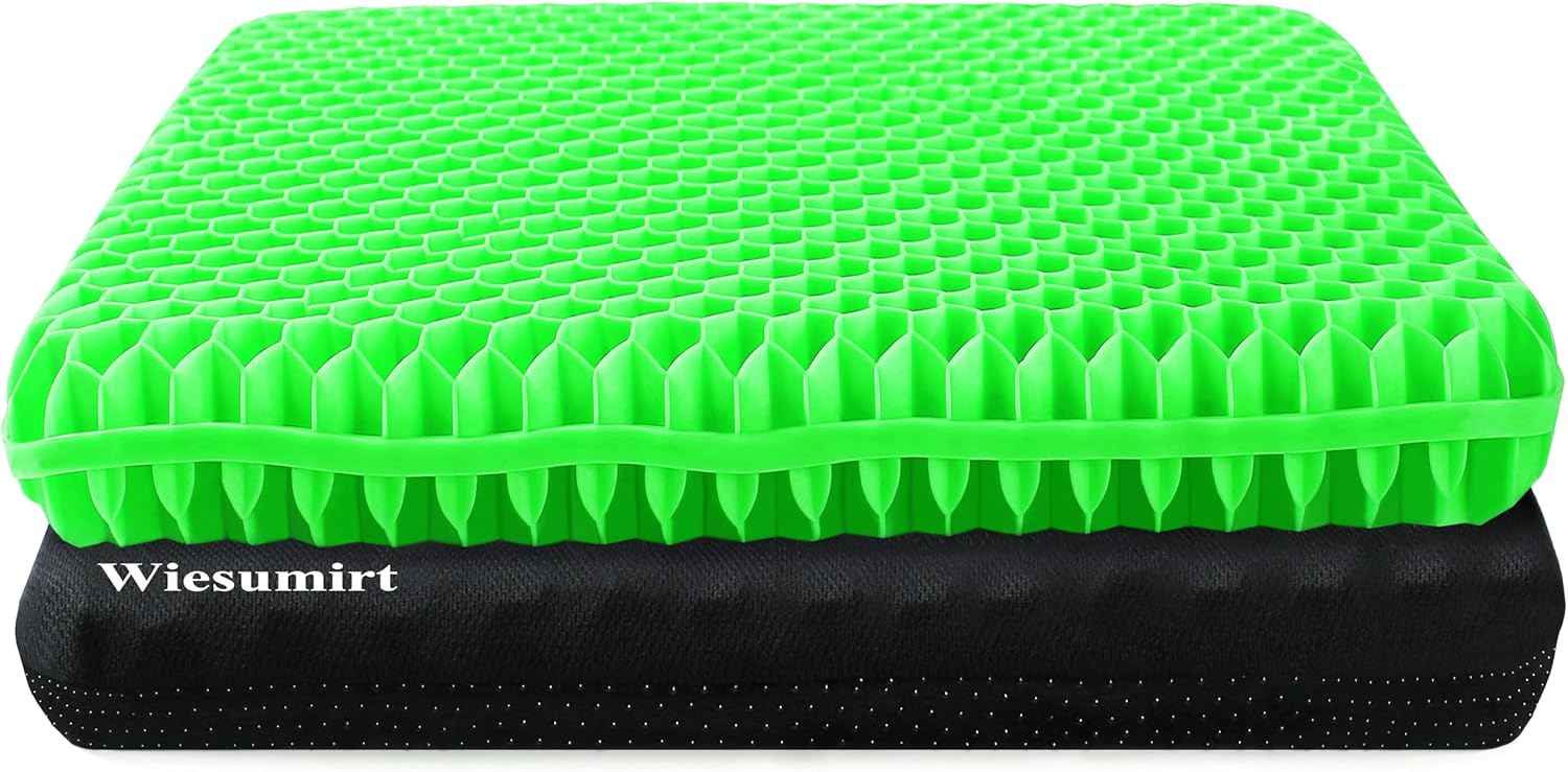 Plus Size Gel Seat Cushion for Long Sitting, Extra Large and Thick, Seat Cushion for Back, Hip, Sciatica, Tailbone Pain Relief, Used for Office, Wheelchair, Car, Recliner, Stadium, Kayka.(Grass Green)