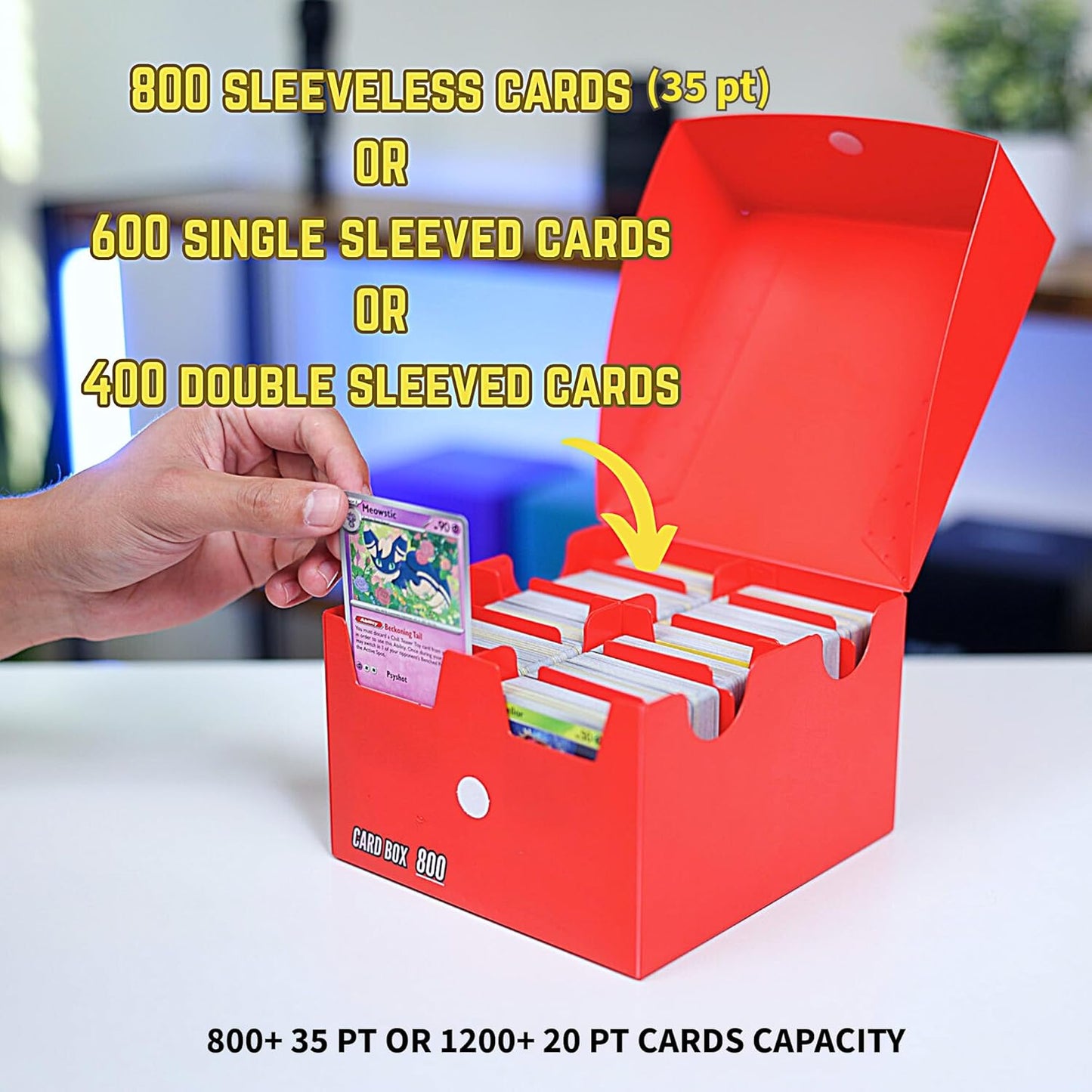 Trading Card Storage Box 800 - Teal | Card Box 800+ holds standard 35pt cards | 4-in-1 Compartments| Strong Double Wall Design | 8 dividers | Sports - Baseball Card Deck Box - Teal