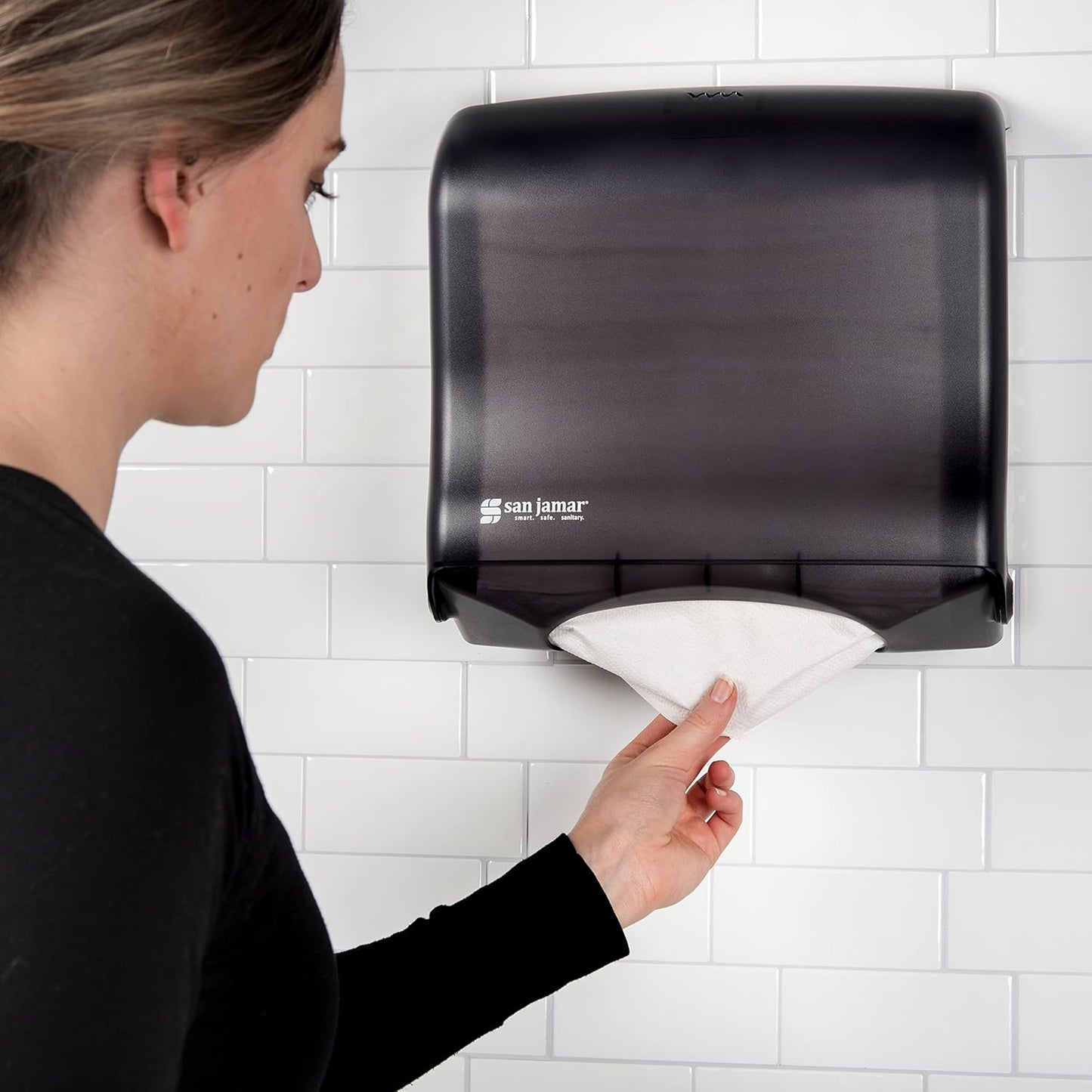 San Jamar T1755TBK Ultrafold Fusion Folded Towel Dispenser, Fits 400 Multifold/240 C-Fold Towels, Classic, Black Pearl