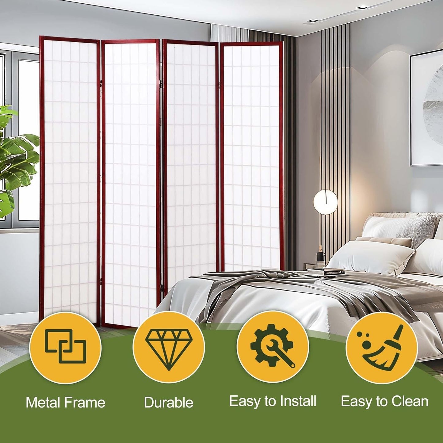 NicBex Room Divider 4 Panel Room Dividers with Oriental Style Partition Room Dividers and Folding Privacy Screens Wall Divider for Home, Office, Room Separation,72" W x 2" D x 72" H, Cherry - Lumora Desk