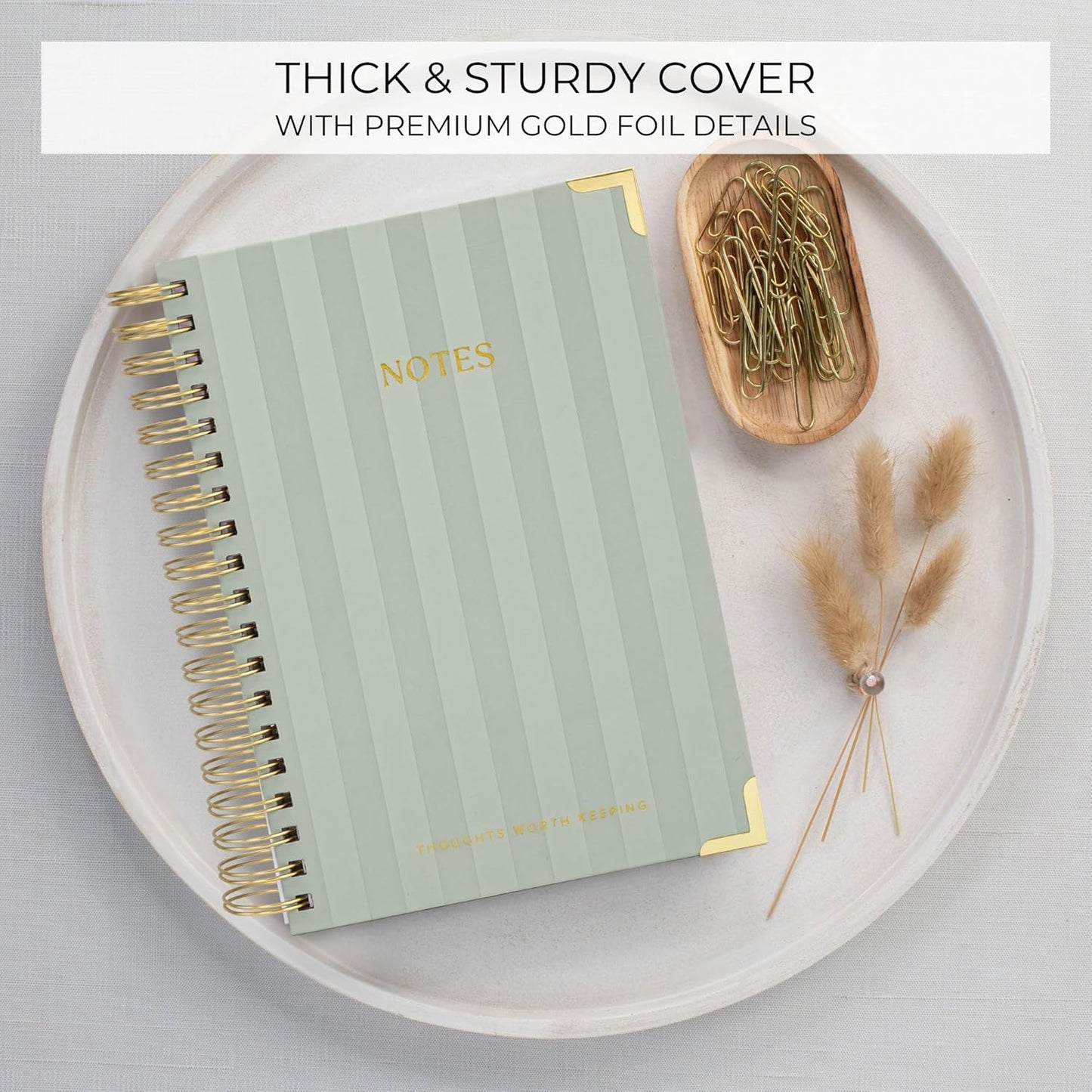 Aesthetic Thick Spiral Notebook With Tabs - Premium Journal For Women Size B5 - College Ruled Note Book With 300 Lined Pages and Dividers - Perfect For Writing And Staying Organized at Work or School