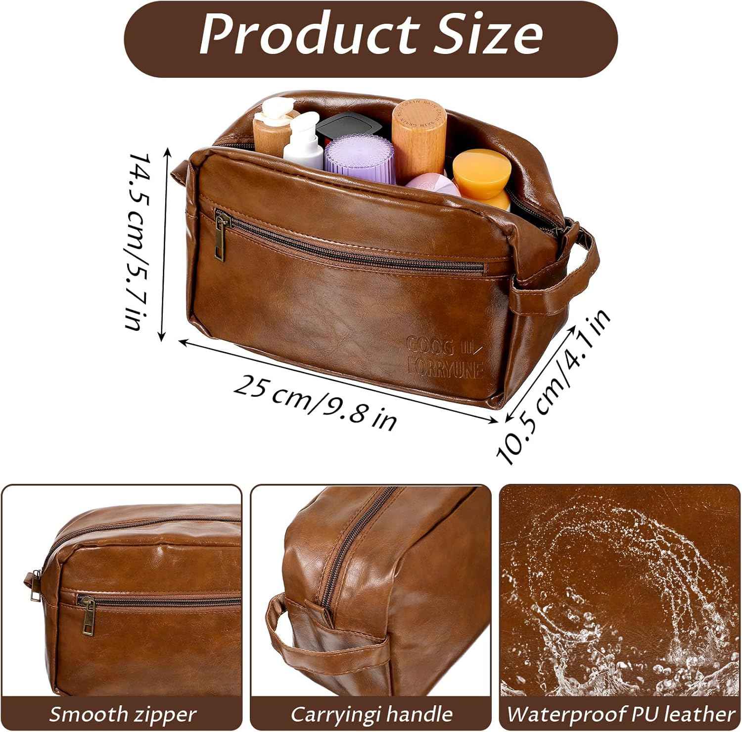 6 Pcs Leather Toiletry Bags for Men, Leather Groomsmen Gifts Men's Toiletry Bag Travel Shaving Kit Wedding Proposal Gift for Groomsmen Bachelor Party Favors (Brown)