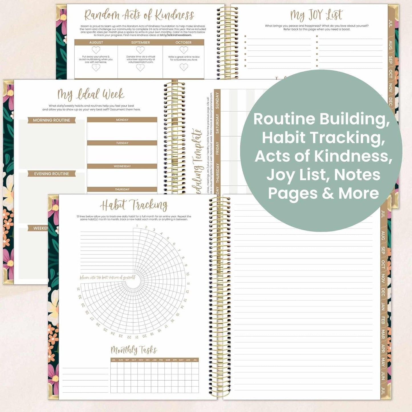 bloom daily planners 2025-2026 Hardcover Academic Year Goal & Vision Planner (July 2025 - July 2026) - Monthly & Weekly Calendar Agenda Organizer - 7.5" x 9" - Blooming Wildly