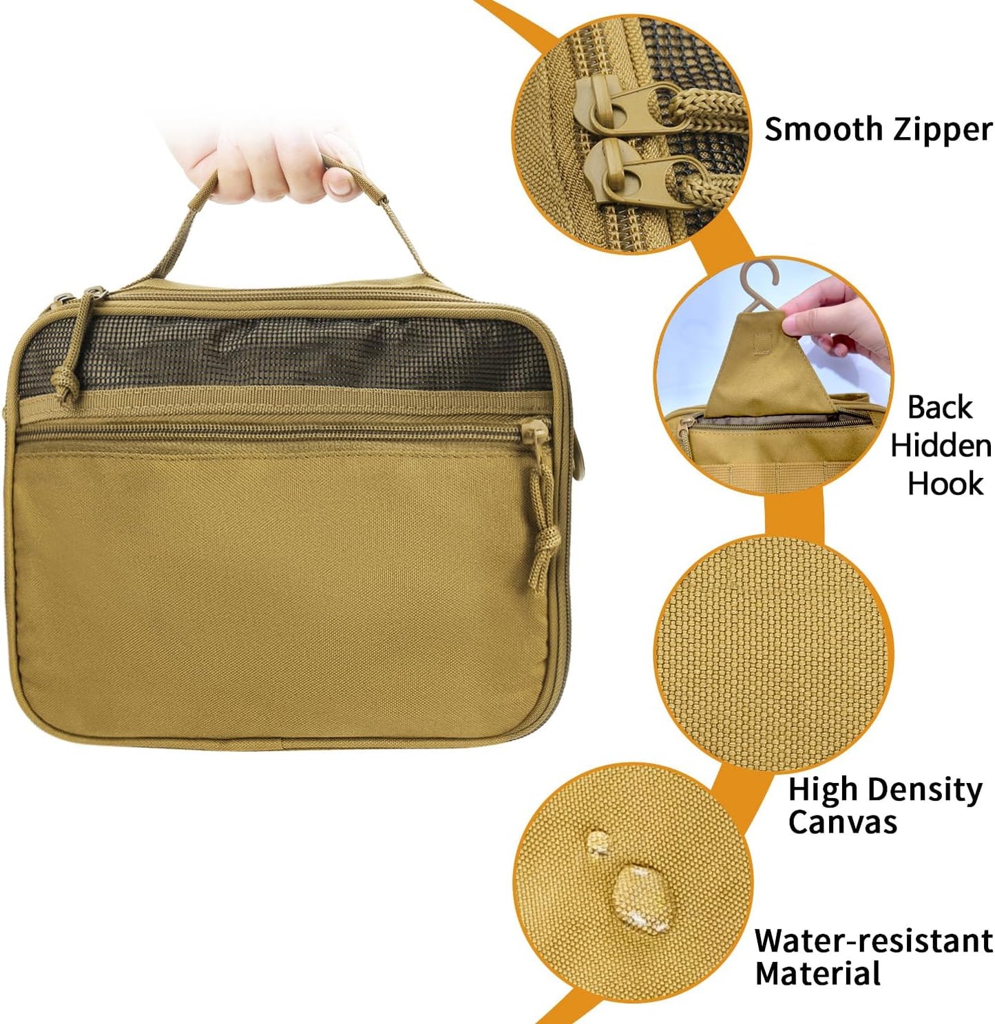 SMONT Tactical Toiletry Bag for Men, 9.5" Hanging Dopp Kit Shaving Hygiene Bag for Traveling Bathroom