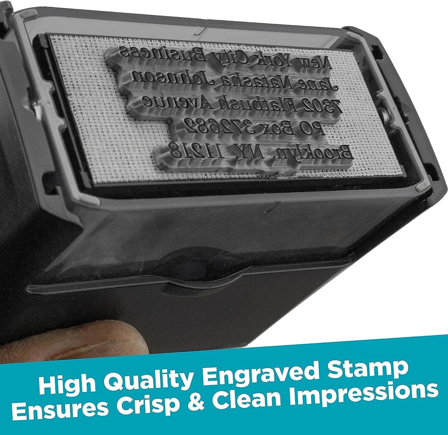 Custom Self Inking Rubber Stamp - Up to 6 Lines of Text - Choose from 15 Ink Colors - X-Large Size