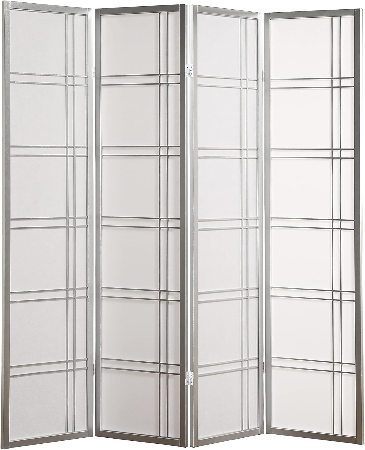 NicBex Room Divider 4 Panel Room Dividers with Paper-Looking Partition Room Dividers and Folding Privacy Screens Wall Divider for Home, Office, Room Separation,72" W x 1" D x 70" H, Silver - Lumora Desk