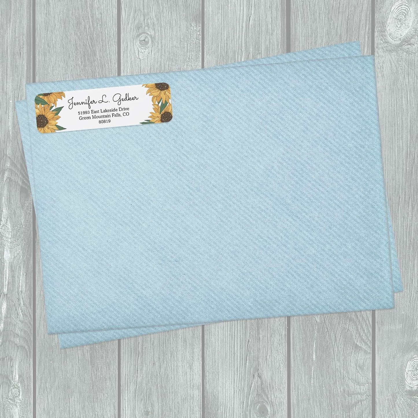 Illustrated Sunflower Rolled Address Labels/Roll of 250 Floral Garden Personalized Address Labels/Designer Return Address Stickers in Elegant Plastic Dispenser - Lumora Desk