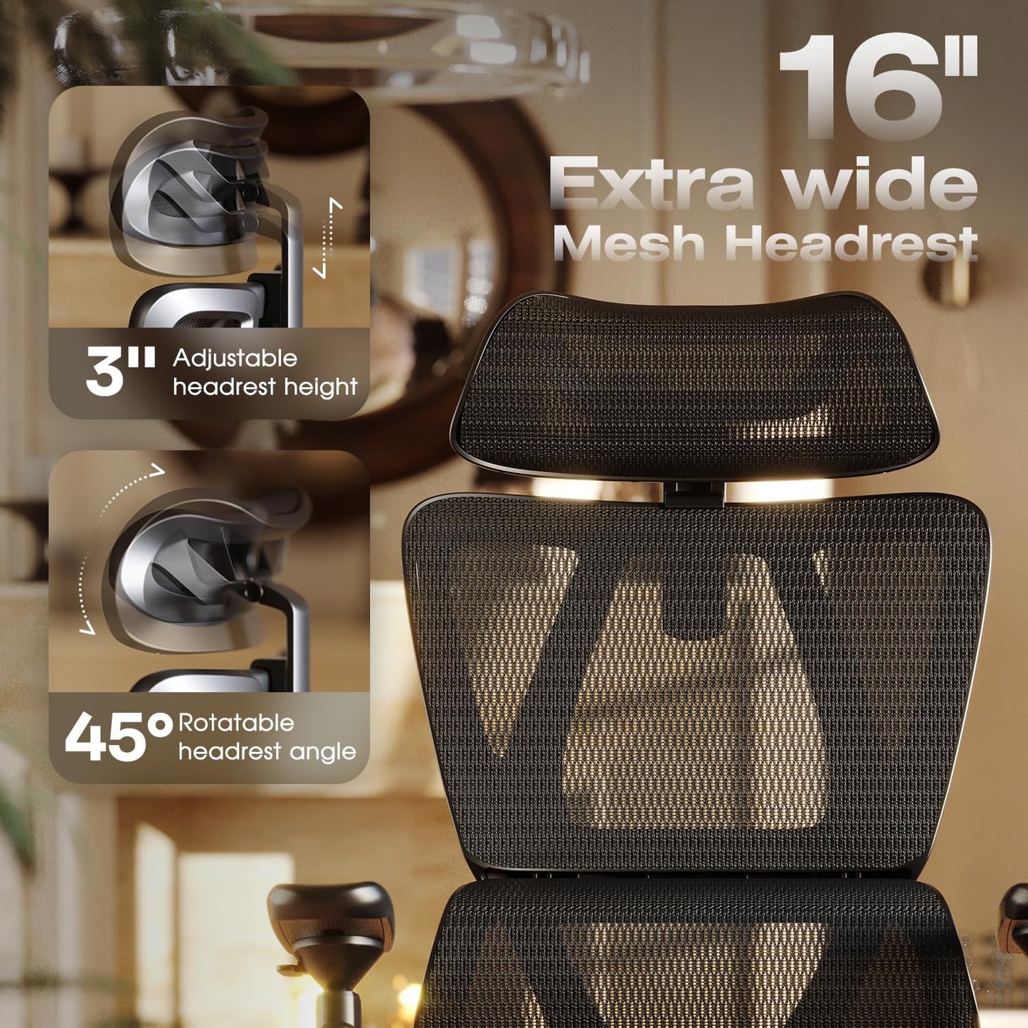 ELABEST T11 Ergonomic Office Chair,High Back Desk Chairs with Separate Lumbar Support,Magic Armrests,Adjustable Wide Headrest,Comfy Executive Computer Chair,Big and Tall Mesh Chair for Home Office