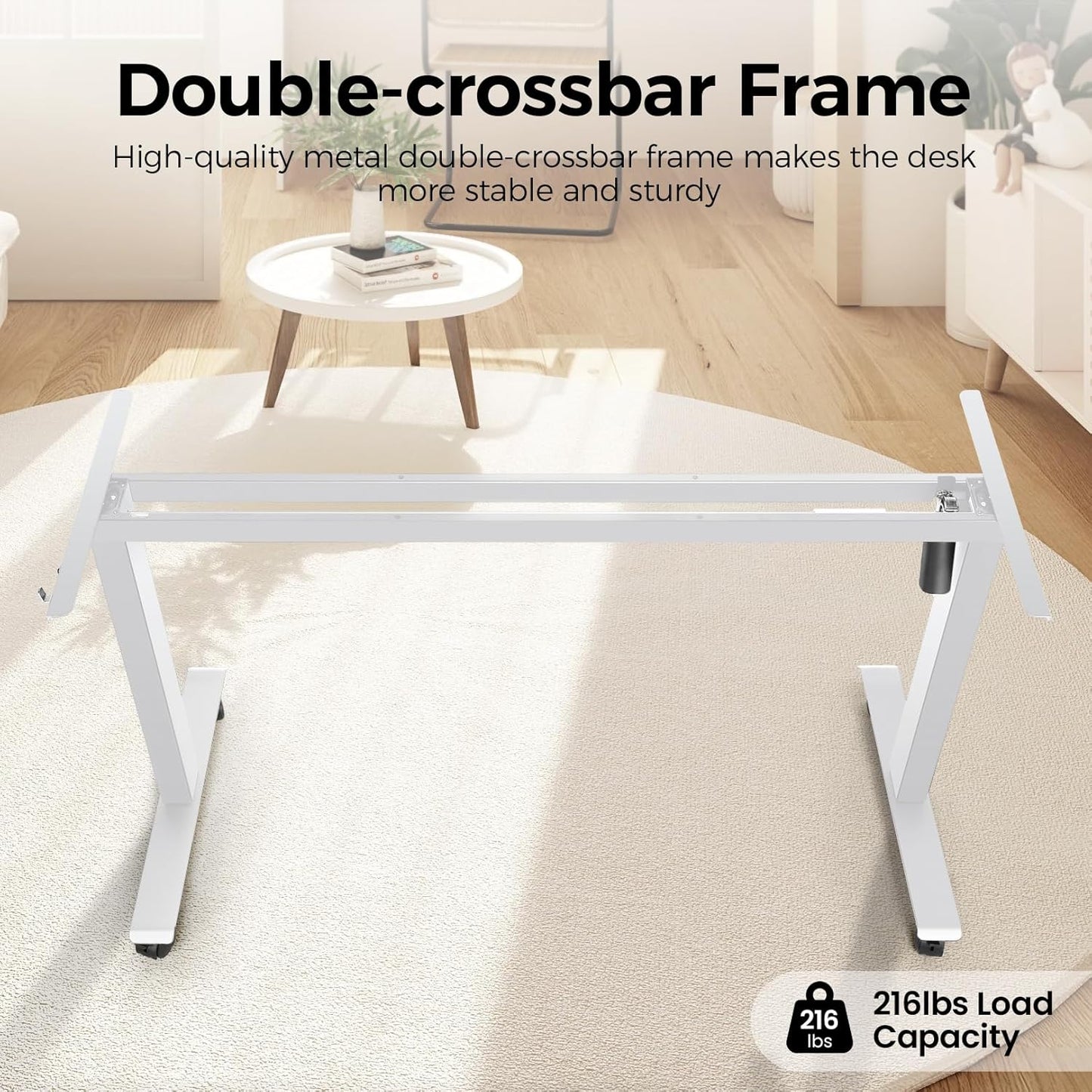 Electric Standing Desk 63 x 24 Inches Adjustable Height Ergonomic Sit Stand Up Curved Desk for Home Office Computer Desk Memory Preset with Wheels and White Frame/Oak Top