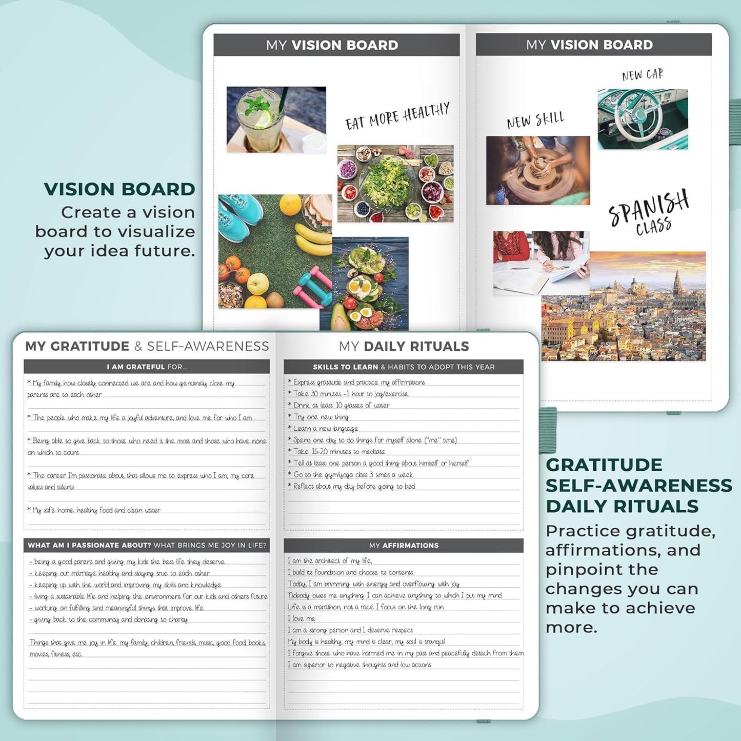 Clever Fox Planner – Undated Weekly & Monthly Planner for Productivity, Time Management & Goals – Organizer Journal – A5 (Aquamarine)