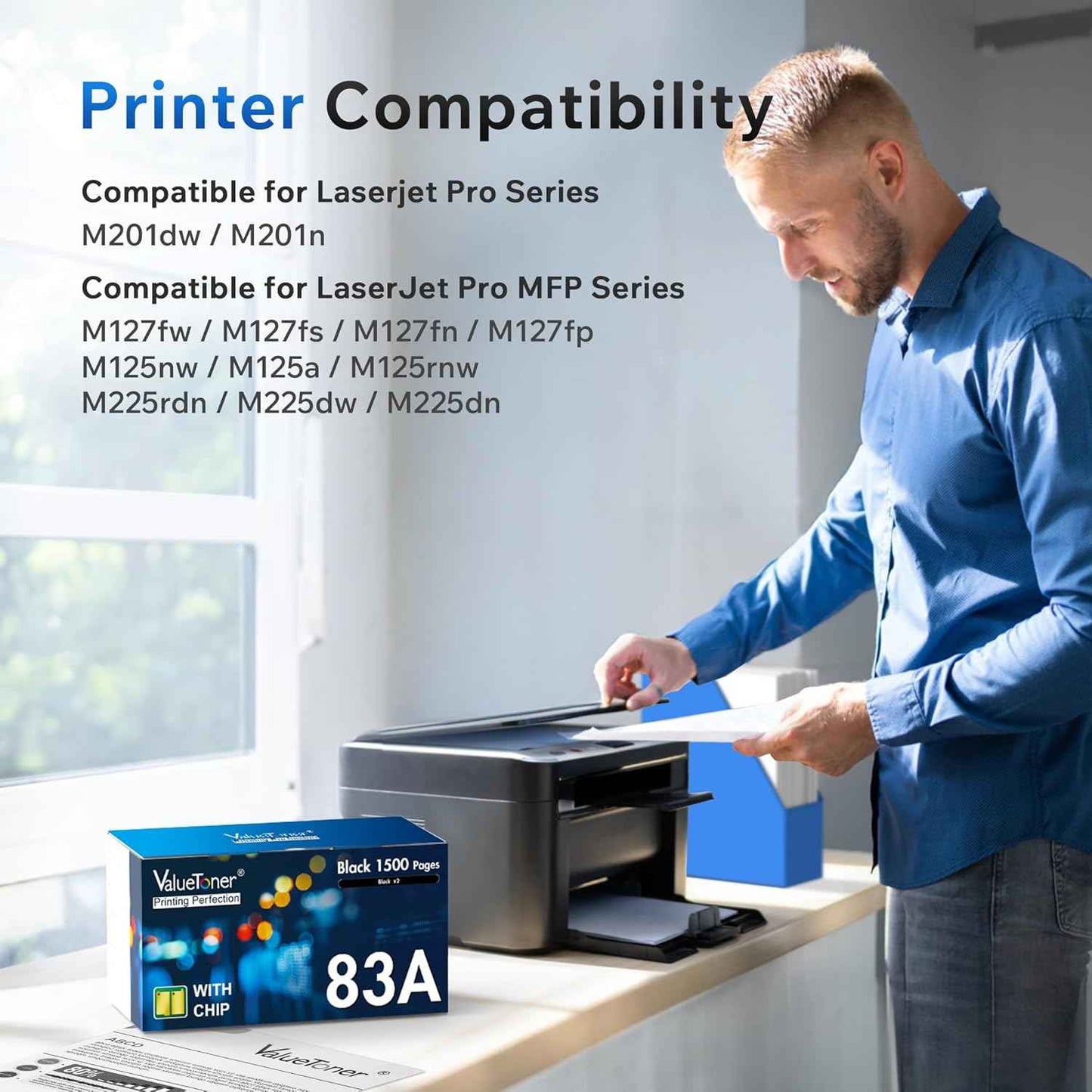 Valuetoner Compatible 83A Toner Cartridge Black Replacement for HP 83A CF283A to Use with LaserJet Pro MFP M125nw MFP M201dw MFP M225dw MFP M125a M201n M127fn M127fw M225dn Printer (2-Pack)