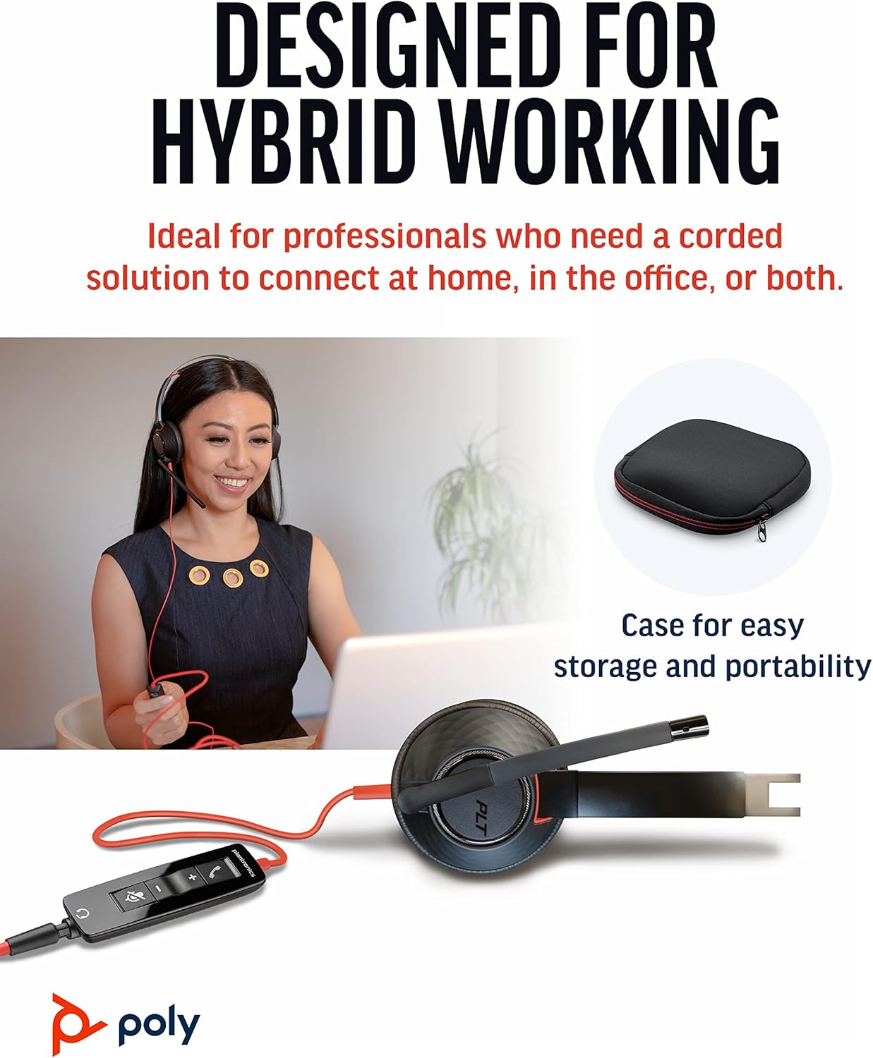 Poly - Blackwire 5220 USB-A Headset (Plantronics) - Wired, Dual Ear (Stereo) Computer Headset with Boom Mic - USB-A, 3.5 mm to connect to your PC, Mac, Tablet and/or Cell Phone
